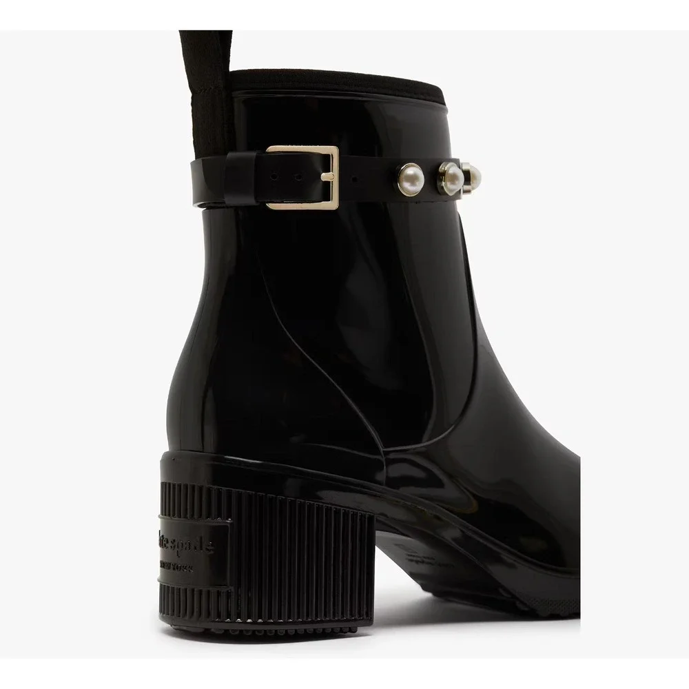 Kate Spade® (Women's 9) Puddle Pearls™ Rain Booties‎ in Black - $200